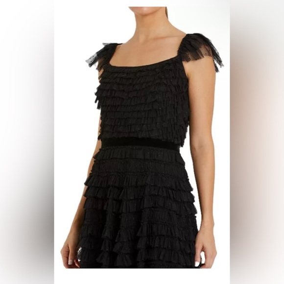 Mac Duggal Ruffle Cap Sleeve Tiered Midi Dress Style #8054 NWT - Picture 4 of 8